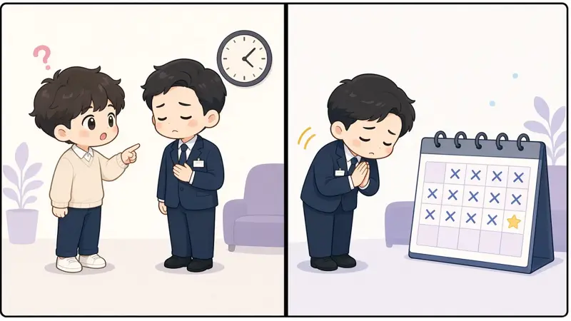 漫画：想延长，店员因后面有预约而婉拒