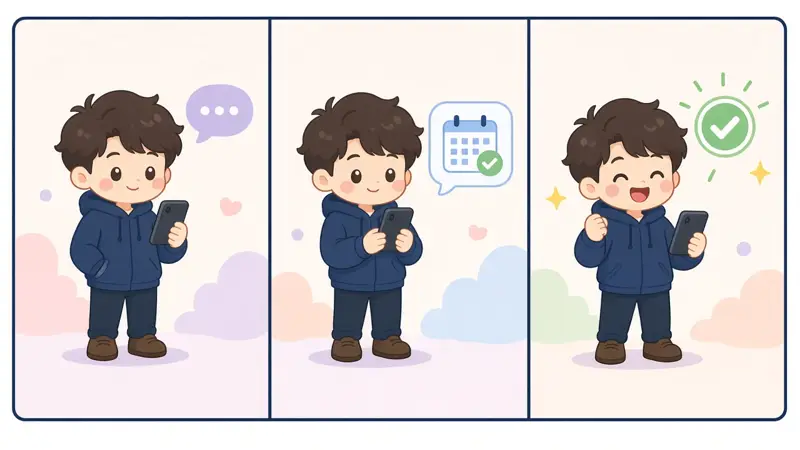 漫画：用手机预约的流程